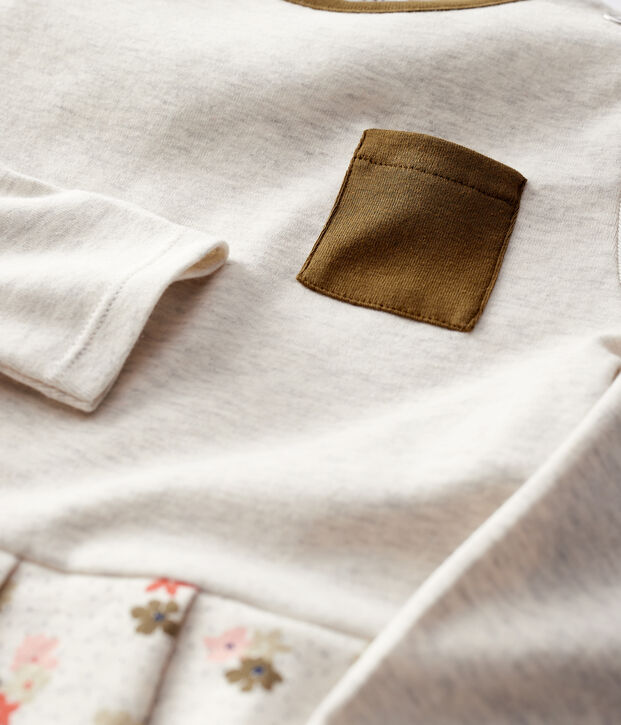 Kinderkleid aus Baumwolle f&uuml;r M&auml;dchen beige/vielfarbig